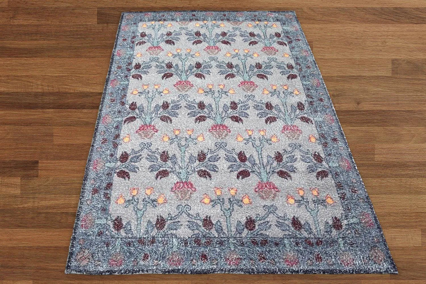 Multi Size Gray, Blue Handmade Hand Woven Polyester Traditional Oriental Area Rug