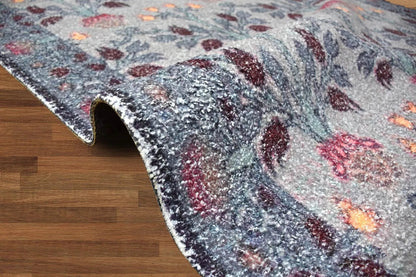 Multi Size Gray, Blue Handmade Hand Woven Polyester Traditional Oriental Area Rug