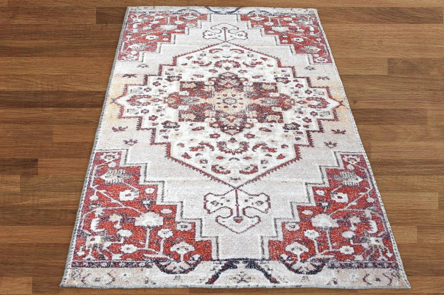 Multi Size Handmade Micro Printed Polyester Traditional Oriental Area Rug Beige, Taupe Color