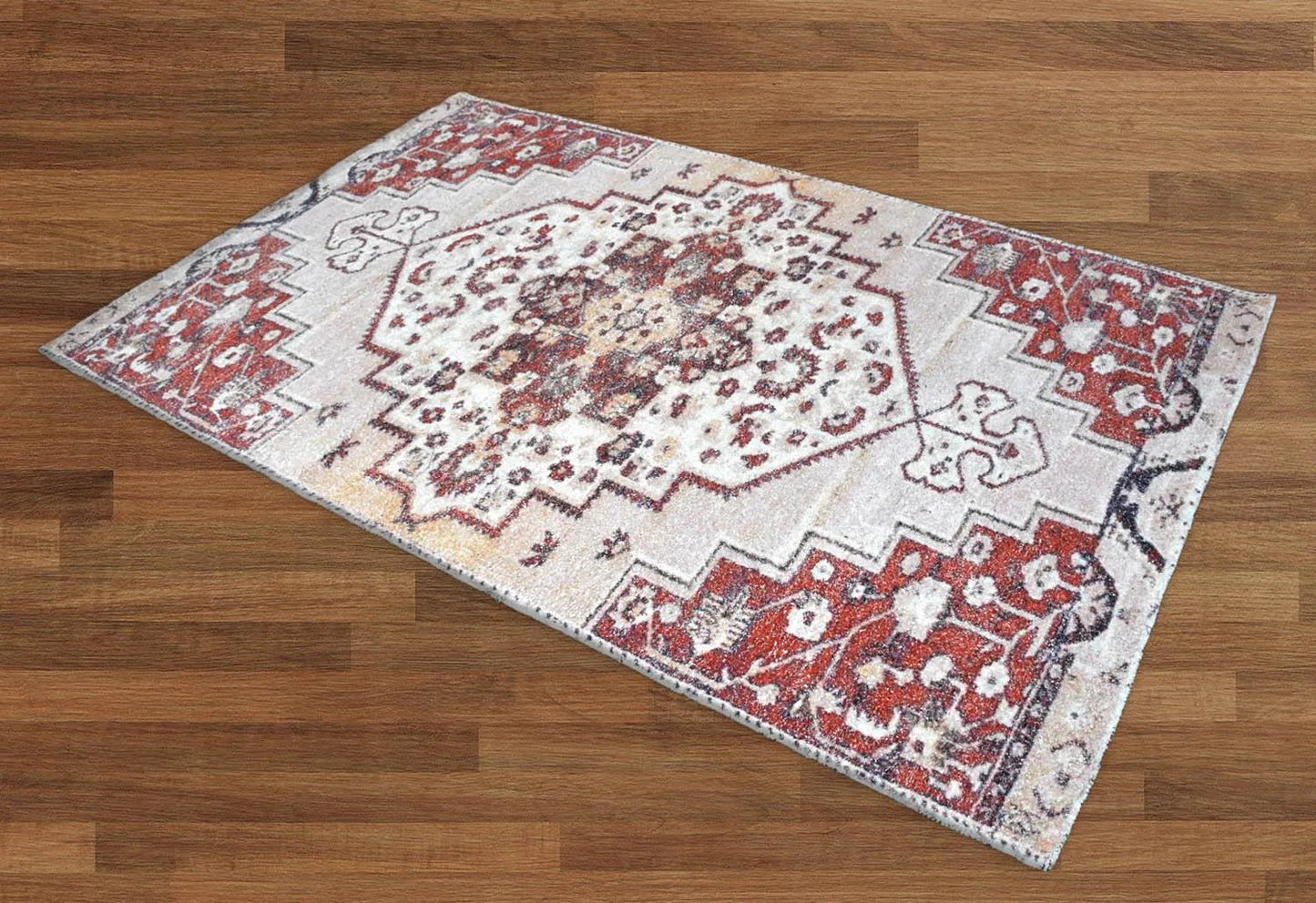 Multi Size Handmade Micro Printed Polyester Traditional Oriental Area Rug Beige, Taupe Color