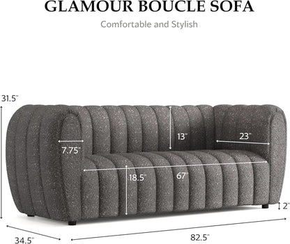 Charcoal Gray Vertical Channel Tufted 3 Piece Sofa Set