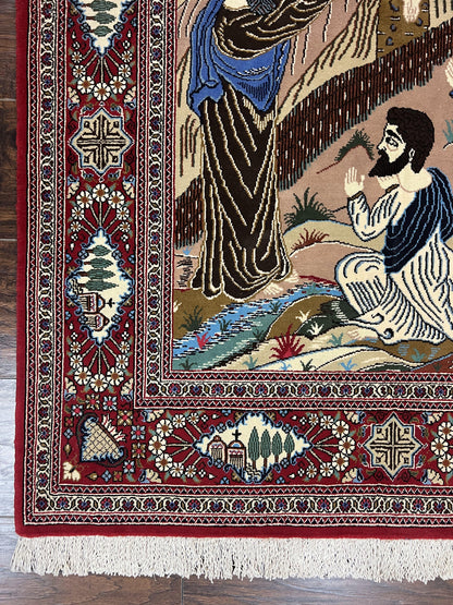 Persian Kashan Pictorial Rug 3x5 - Jesus on Cross