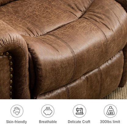 Electric Power Recliner Pair Nut Brown Leather With USB Port