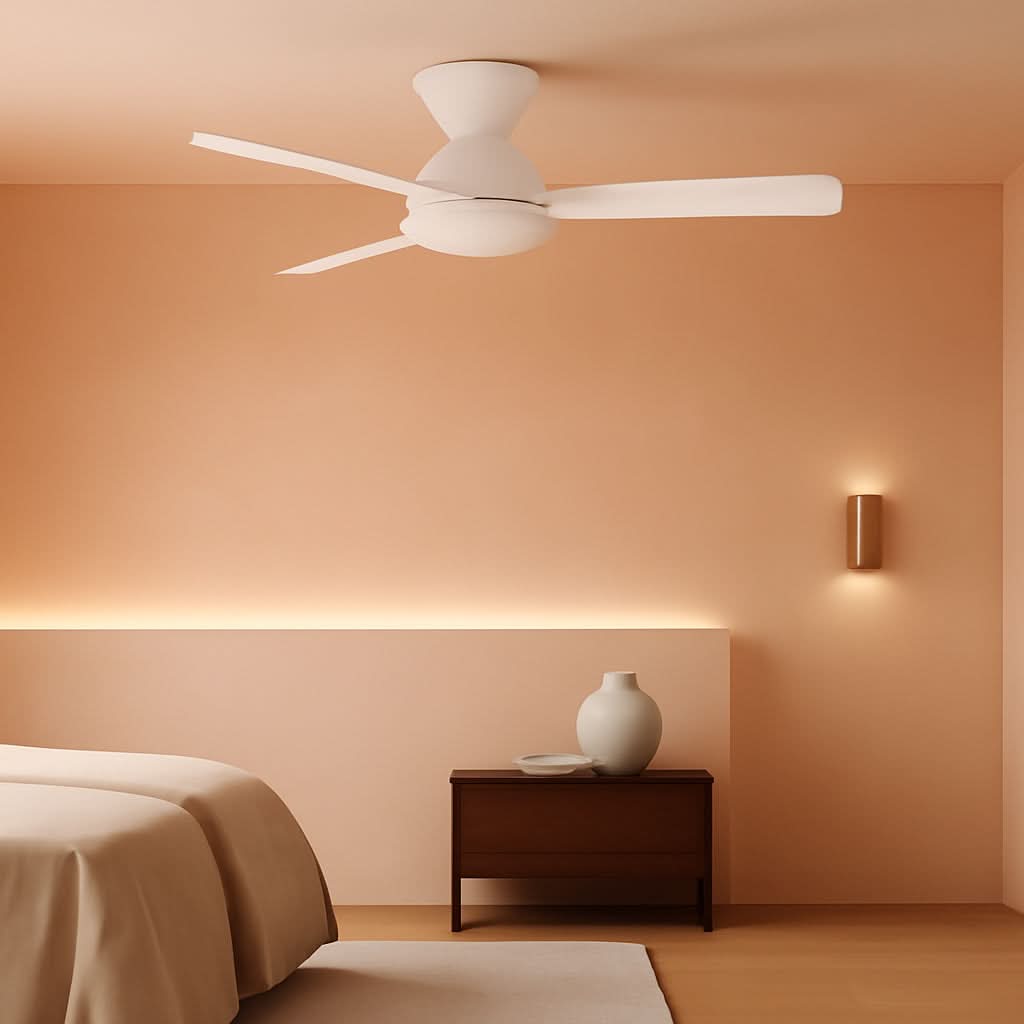42 Inch White Ceiling Fan With Remote Control And Dimmable Lights