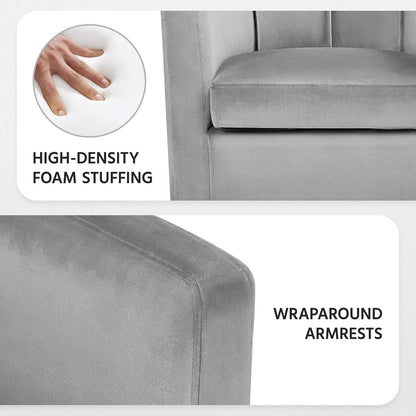 Gray Velvet Barrel Accent Chairs Set of 2 18.5x19.7in Seats