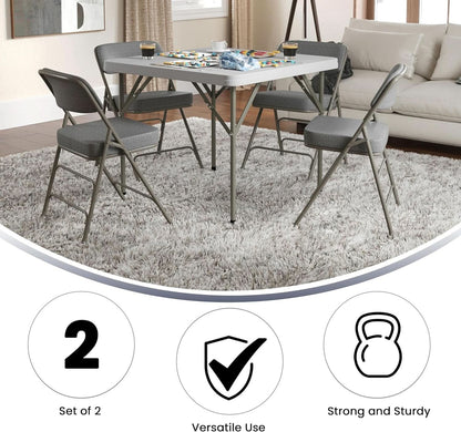 Gray Metal Folding Event Chairs With Cushioned Seats Set Of 2