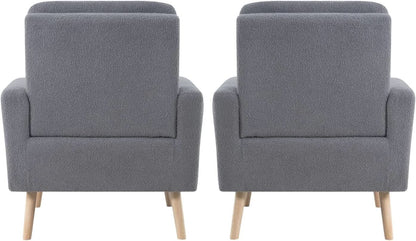Gray Mid Century Modern Plush Upholstered Armchair