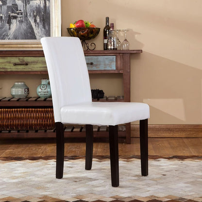Off White Leatherette Padded Parson Chair Set of 2