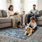 Navy Blue Boho Oushak Washable Rug