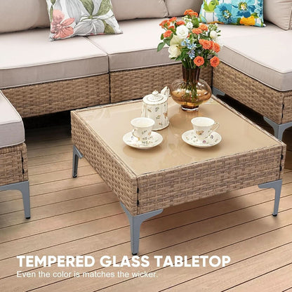 Seven Piece Wicker Patio Furniture Set with Cushions