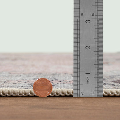 Lite Pink Oushak Area Washable Rug