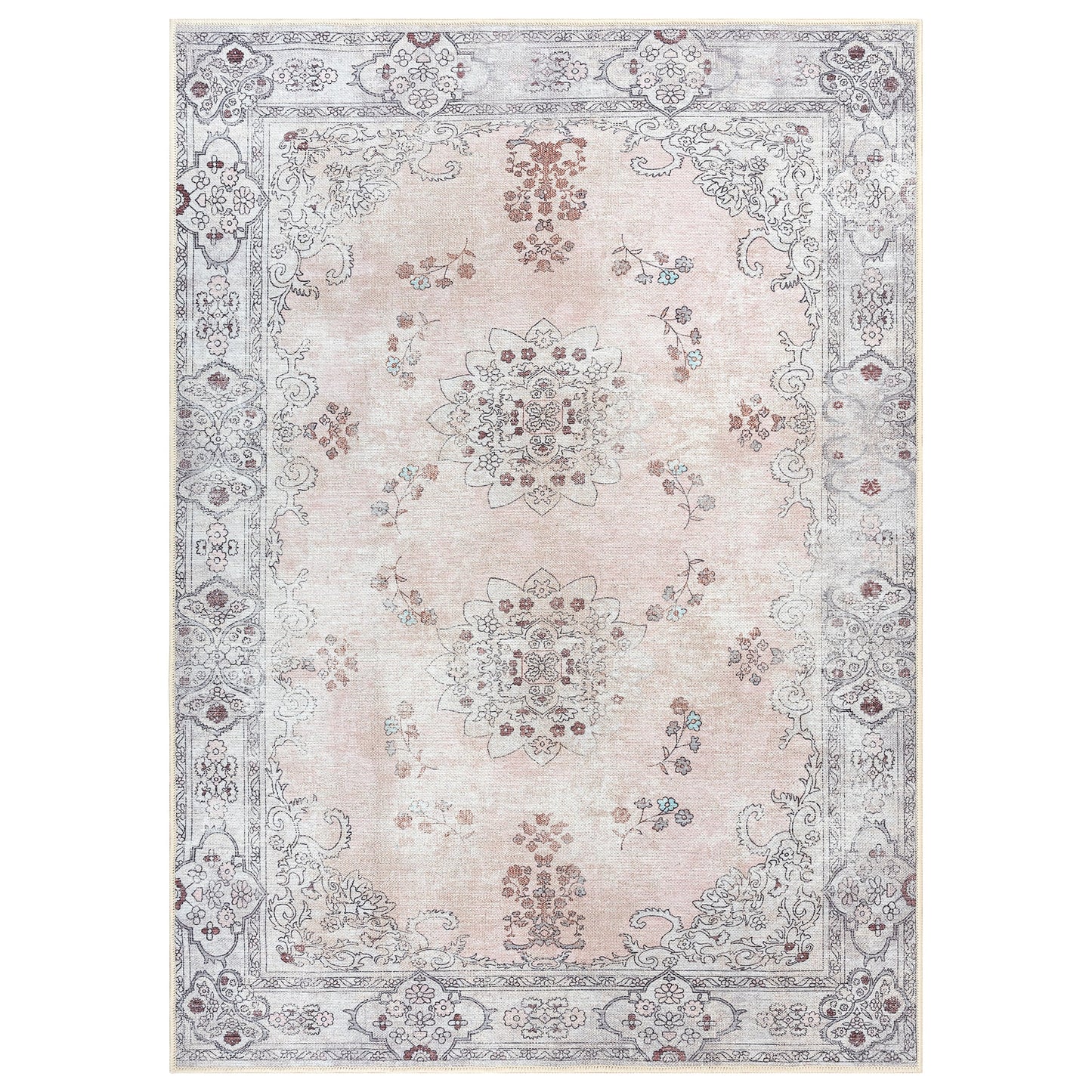 Lite Pink Oushak Area Washable Rug