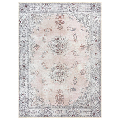 Lite Pink Oushak Area Washable Rug