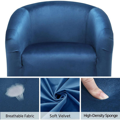 Pagoda Blue Velvet Club Chair With Curved Armrests