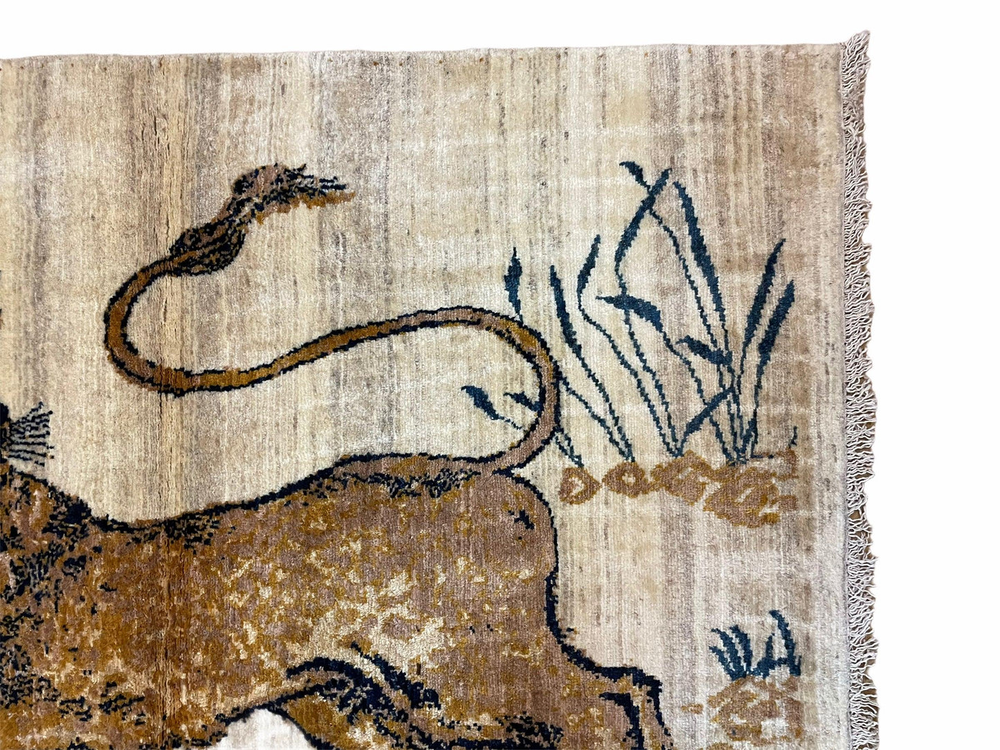 3.5 X 4 Handmade Hand-Knotted New Vintage Rug Quality Wool Lion Organic Dyes