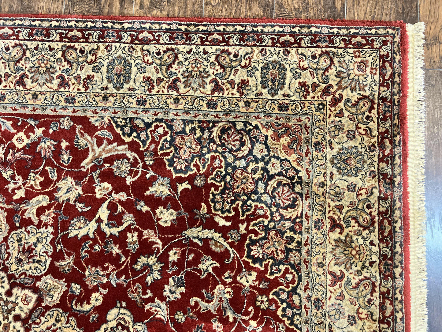 Couristan Rug 5.6 x 8, Floral Medallion, Dark Red Cream, Belgium Power Loomed Rug, Taj Mahal Rug, Vintage Oriental Wool Carpet