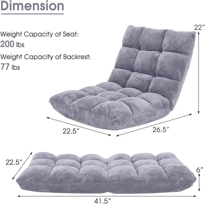Grey Floor Chair With Back Support 14 Position Adjustable