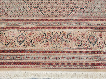 Stunning Oversized Sino Persian Oriental Rug 12x15, Hand Knotted Wool & Silk Palace Sized Carpet, Mahi Pattern, Very Fine, Peach Beige, Wow