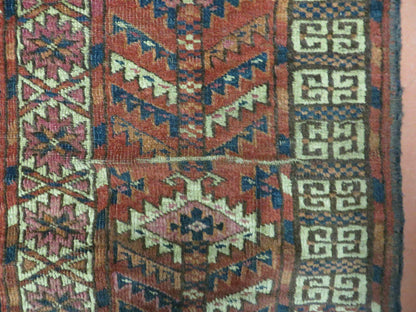 Antique Turkoman Ensi Wool Rug 4x5