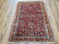 Antique Persian Sarouk Rug, Red, Allover Floral Pattern, Hand-Knotted, Wool, 3'4" x 4'10"