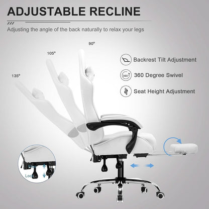 Ergonomic Gaming Chair With Footrest And Lumbar Support