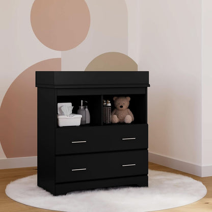 Brookside 2 Drawer Changing Table Dresser Black Topper