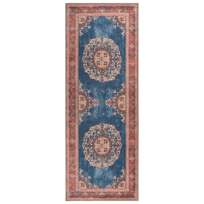Navy Blue Brick Oushak Area Washable Rug