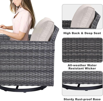 Oversize Outdoor Wicker Patio Sofa Set With Swivel Chairs