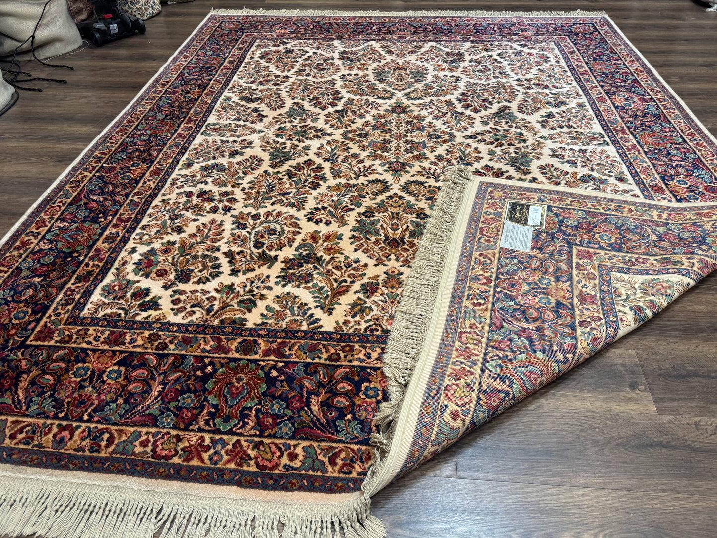 Karastan Rug 8.8 x 10.6 Ivory Sarouk #700/760, Wool Discontinued Original 700 Series