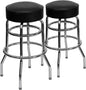 Bruno 2 Pack Bar Stool Chrome Double Ring Black Seat