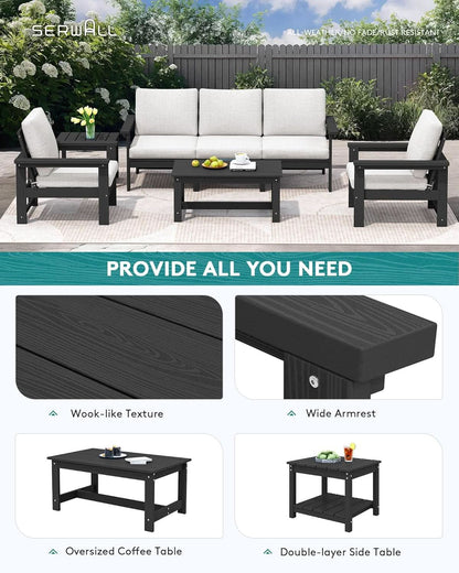 HDPE Outdoor Patio Furniture Set 7 Piece All Weather