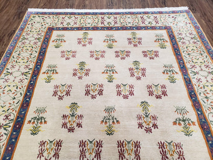 Tufenkian Rug 5.9 x 8.6, Tibetan Nepalese Rug, Hand Knotted, Soft Shiny Wool, Repeated Motifs, Contemporary Modern, Area Rug 6x9, Vintage