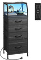 Black Nightstand With Integrated Charging Station RGB LED