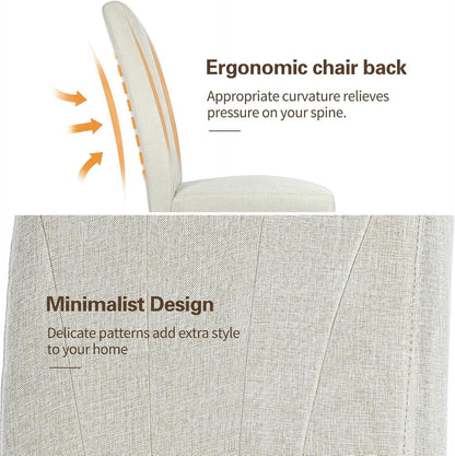 Beige Luxuriously Upholstered Dining Chairs Set Six