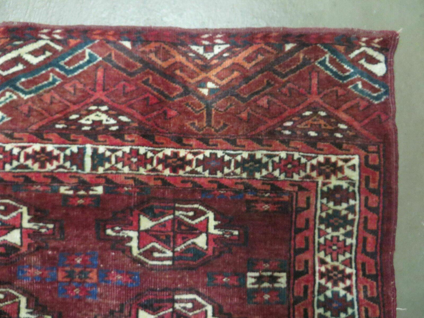 2.5' X 4' Antique Handmade Bokhara Turkoman Yamud Wool Rug Kilim Backing NICE