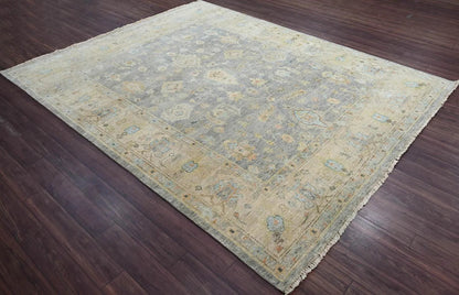 Multi Size Blue Hand Knotted Traditional Oushak Wool Oriental Area Rug