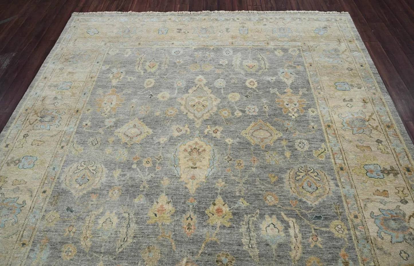 Multi Size Blue Hand Knotted Traditional Oushak Wool Oriental Area Rug