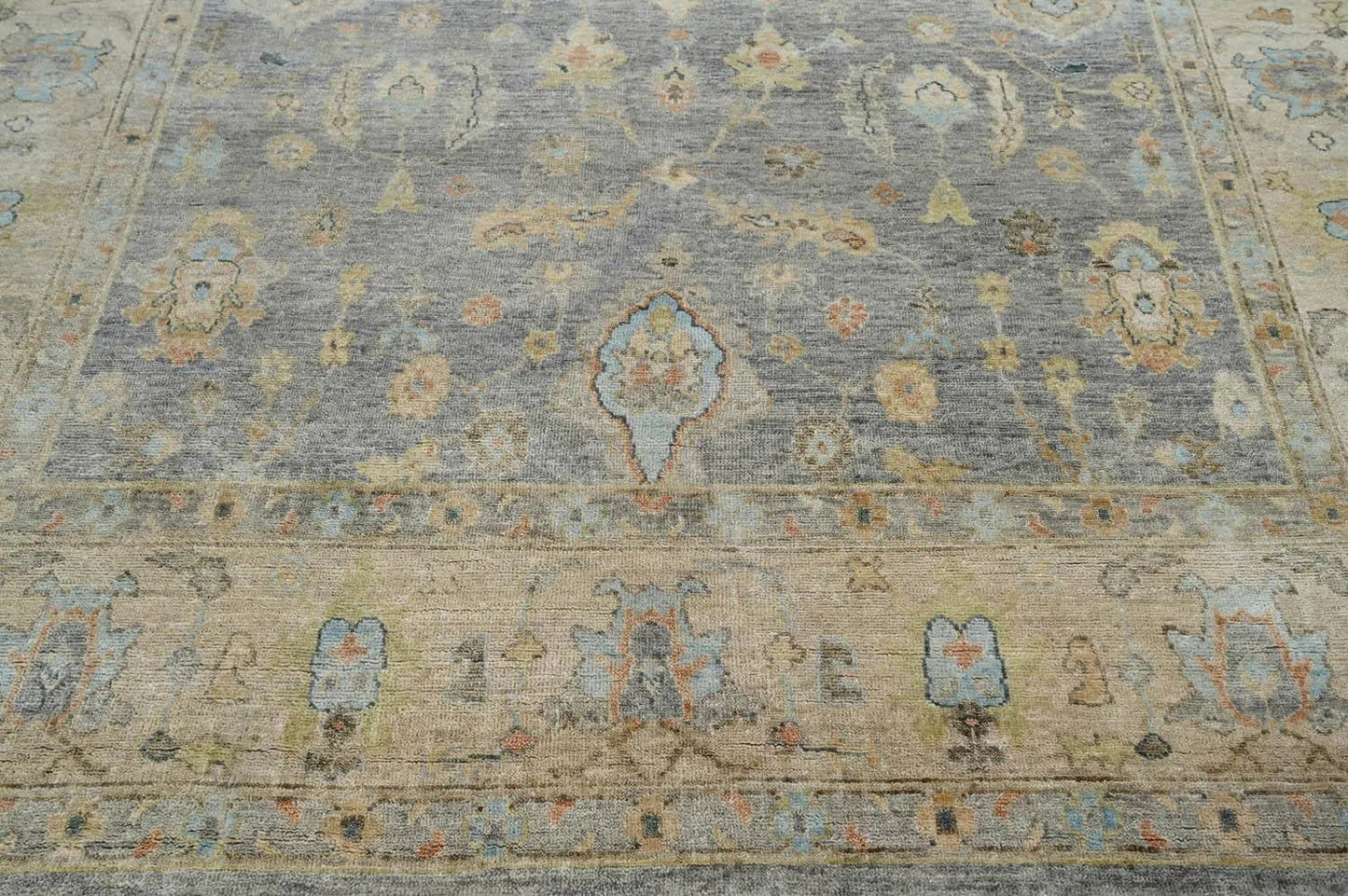 Multi Size Blue Hand Knotted Traditional Oushak Wool Oriental Area Rug