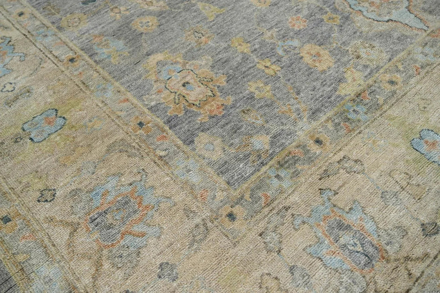 Multi Size Blue Hand Knotted Traditional Oushak Wool Oriental Area Rug