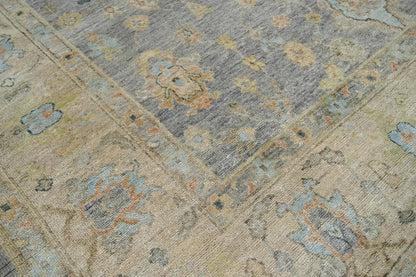 Multi Size Blue Hand Knotted Traditional Oushak Wool Oriental Area Rug