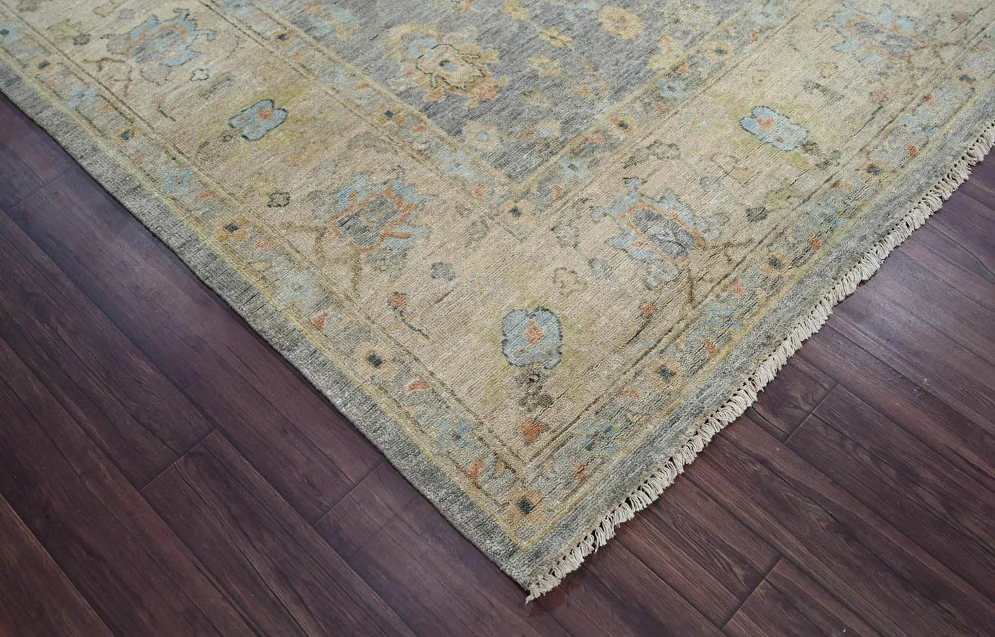 Multi Size Blue Hand Knotted Traditional Oushak Wool Oriental Area Rug