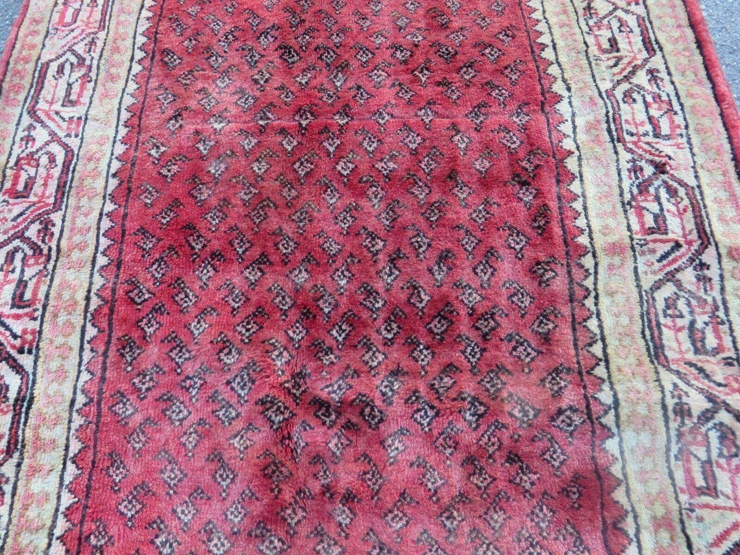 3'7"X 10' Antique Handmade India Oriental Paisley Wool Runner Rug Vegy # 31