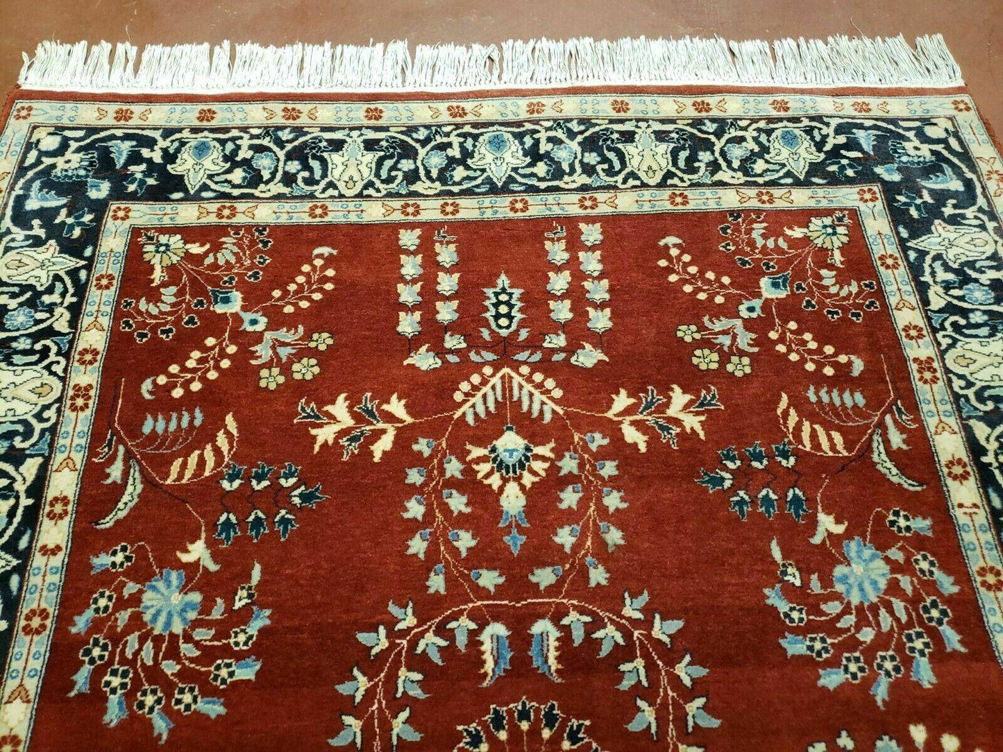 4' X 6' Vintage Handmade Pakistani Rug Highly Detailed Red