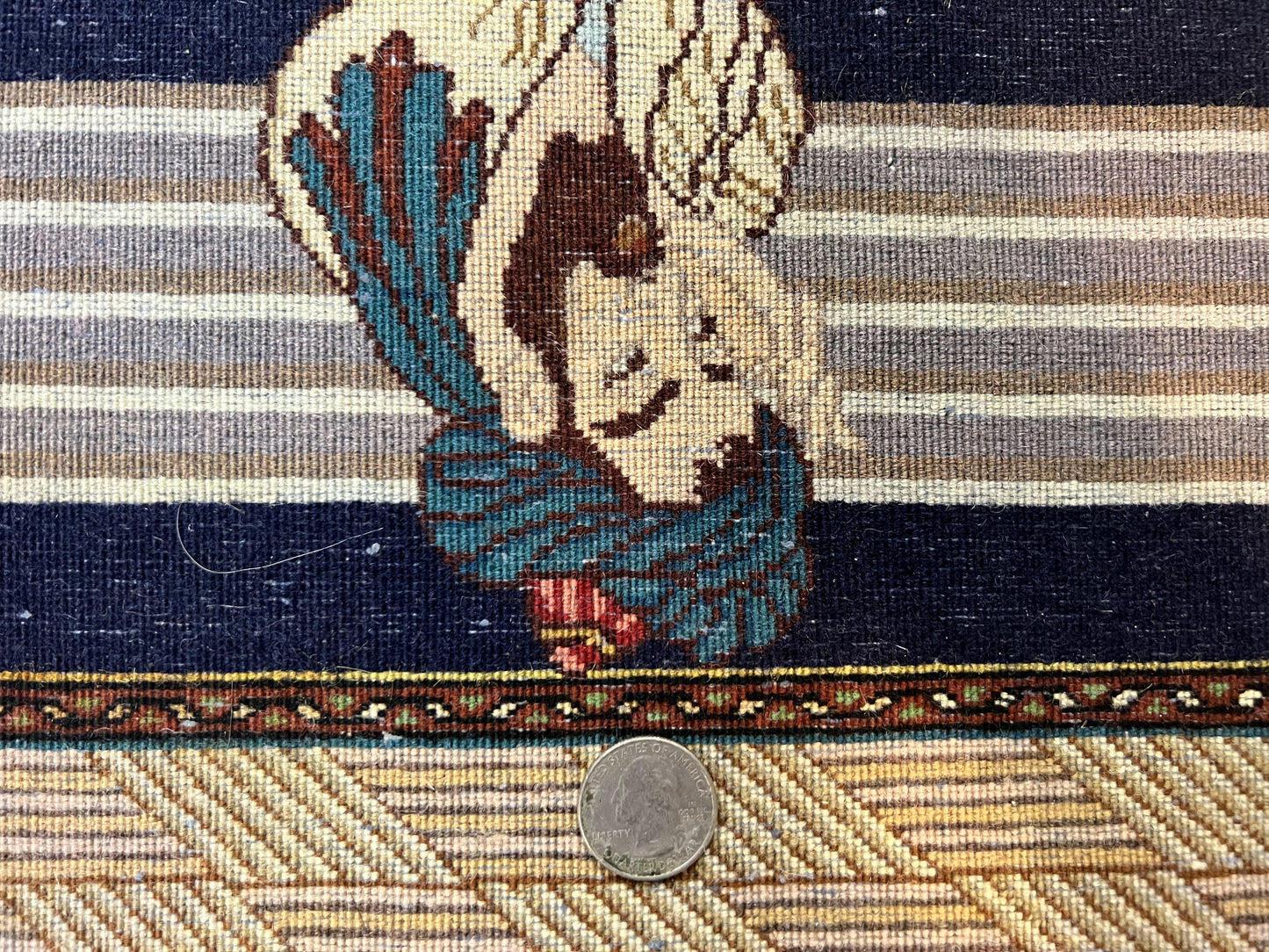 Persian Tabriz Pictorial Rug 3x5, Wall Hanging Carpet, Very Fine 60 Raj 475 KPSI, Hand Knotted Vintage Semi Antique, Wool, Persian Poetry