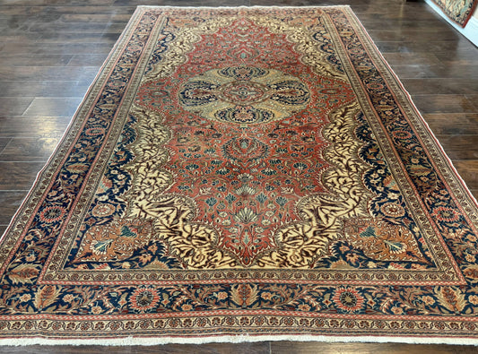 Turkish Kayseri Rug 6x10, Antique Turkish Carpet, Floral Medallion, Oriental Carpet, Red