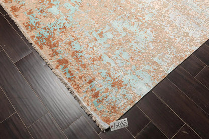 10' x14' Hand Knotted Sherpa Wool & Silk Modern Oriental Area Rug Aqua