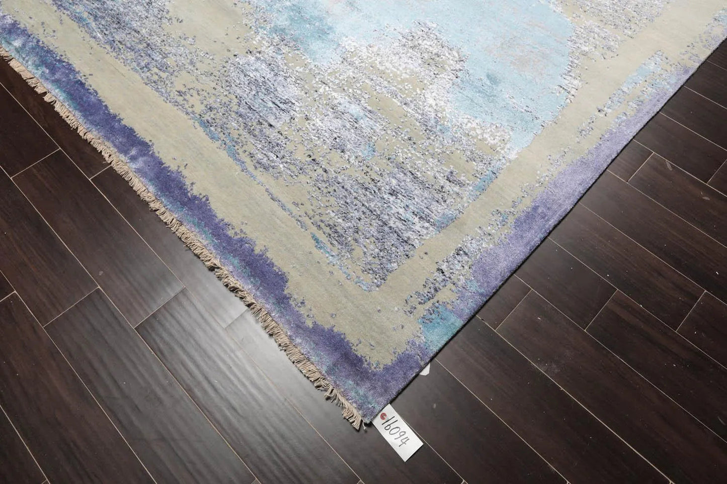 9' x12' Hand Knotted Sherpa Wool & Silk Modern Oriental Area Rug Blue