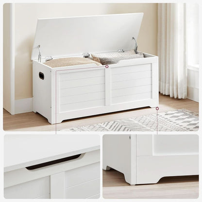 Cloud White LargeCapacity Storage Bench Hinges Chest
