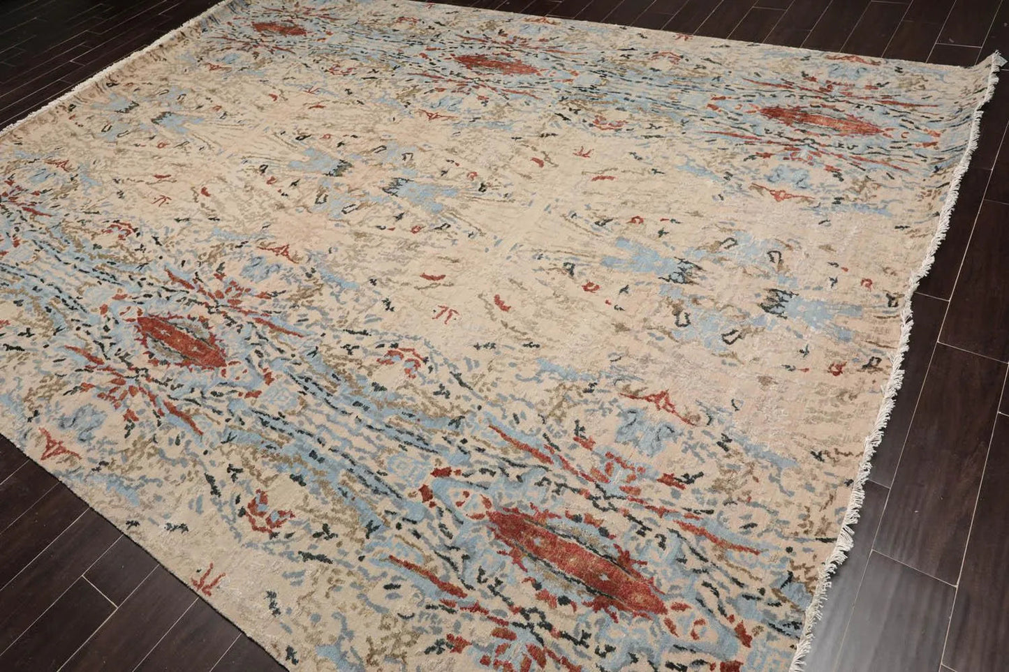 9’ x 12’ Hand Knotted Wool & Silk Modern Sherpa Oriental Area Rug Gray