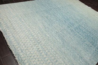 9' x 12' Hand Knotted 100% Wool Contemporary Modern Muted Area Rug Aqua